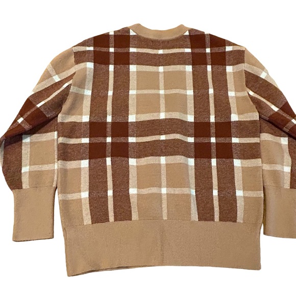 Rachel Zoe Brown Plaid Button-up Cardigan Sweater M - Picture 5 of 9